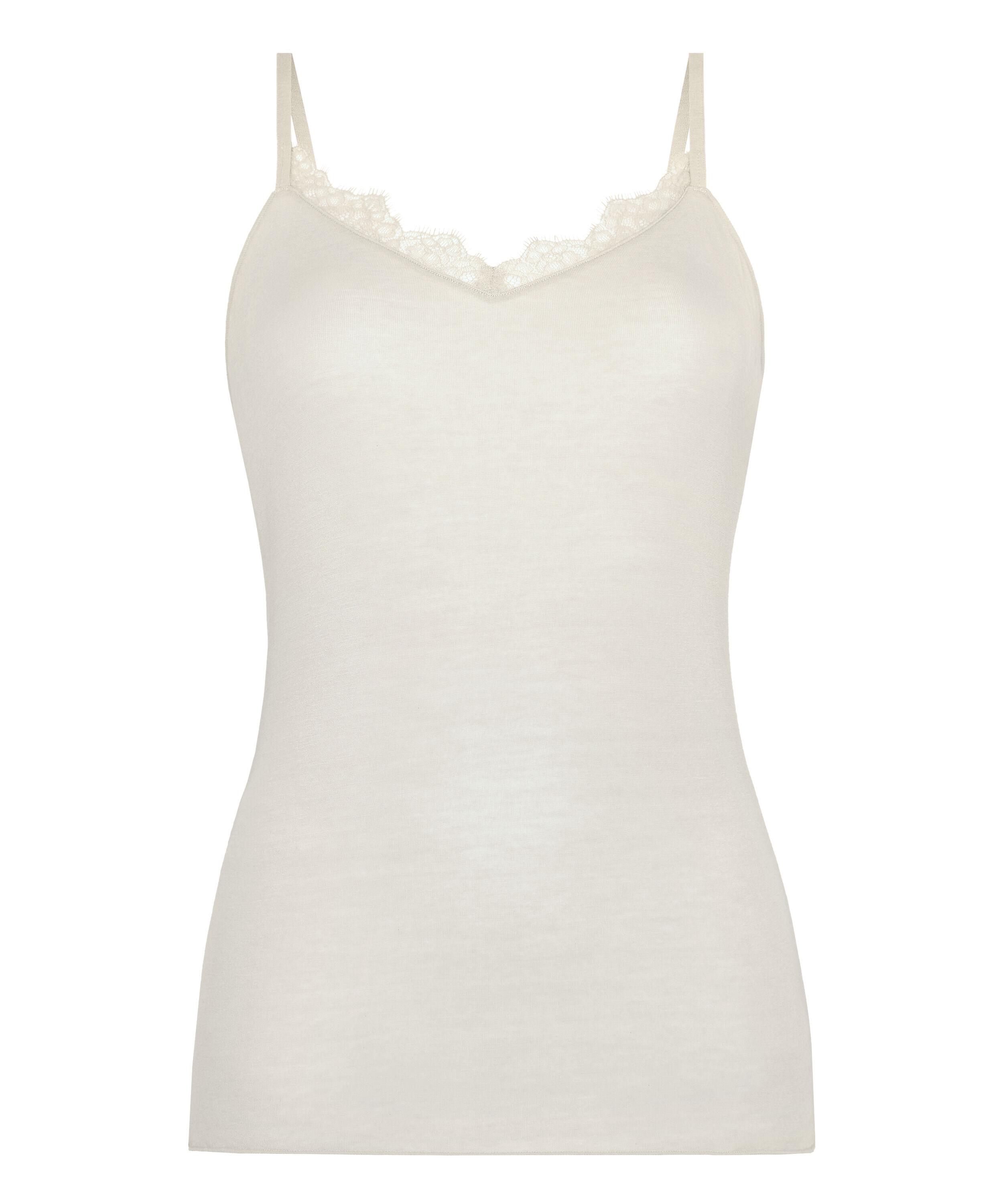 super soft V-hals cami med blonder og kashmir