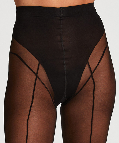 Strømpebukse 50 Denier Fine Line Front Seam, Svart