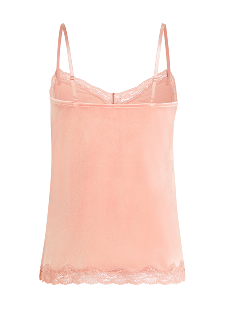 Cami-topp Velours Lace, Rosa