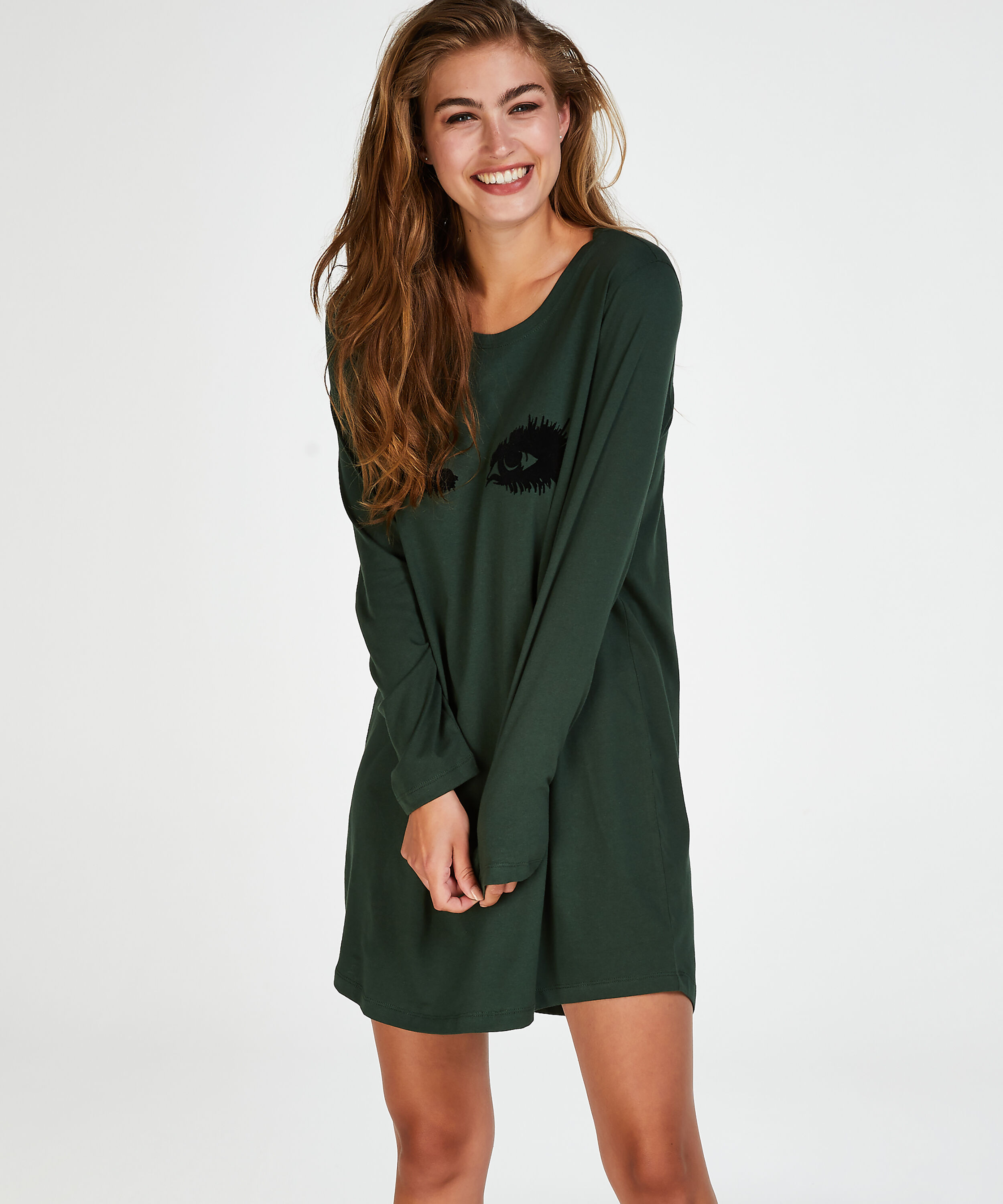 Round Neck Nightshirt, Gr&oslash;nn