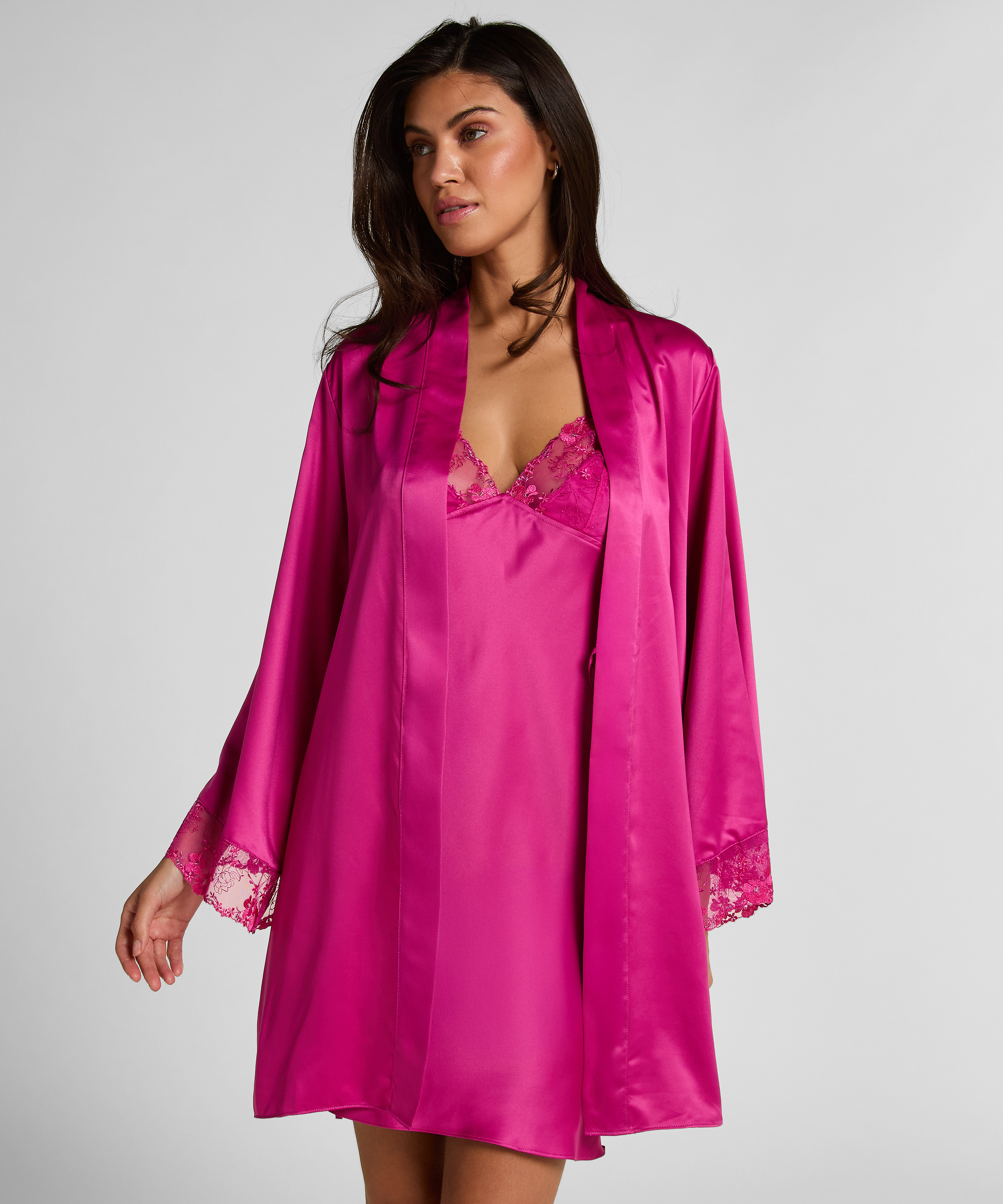 Peonie Kimono Satin, Rosa, main