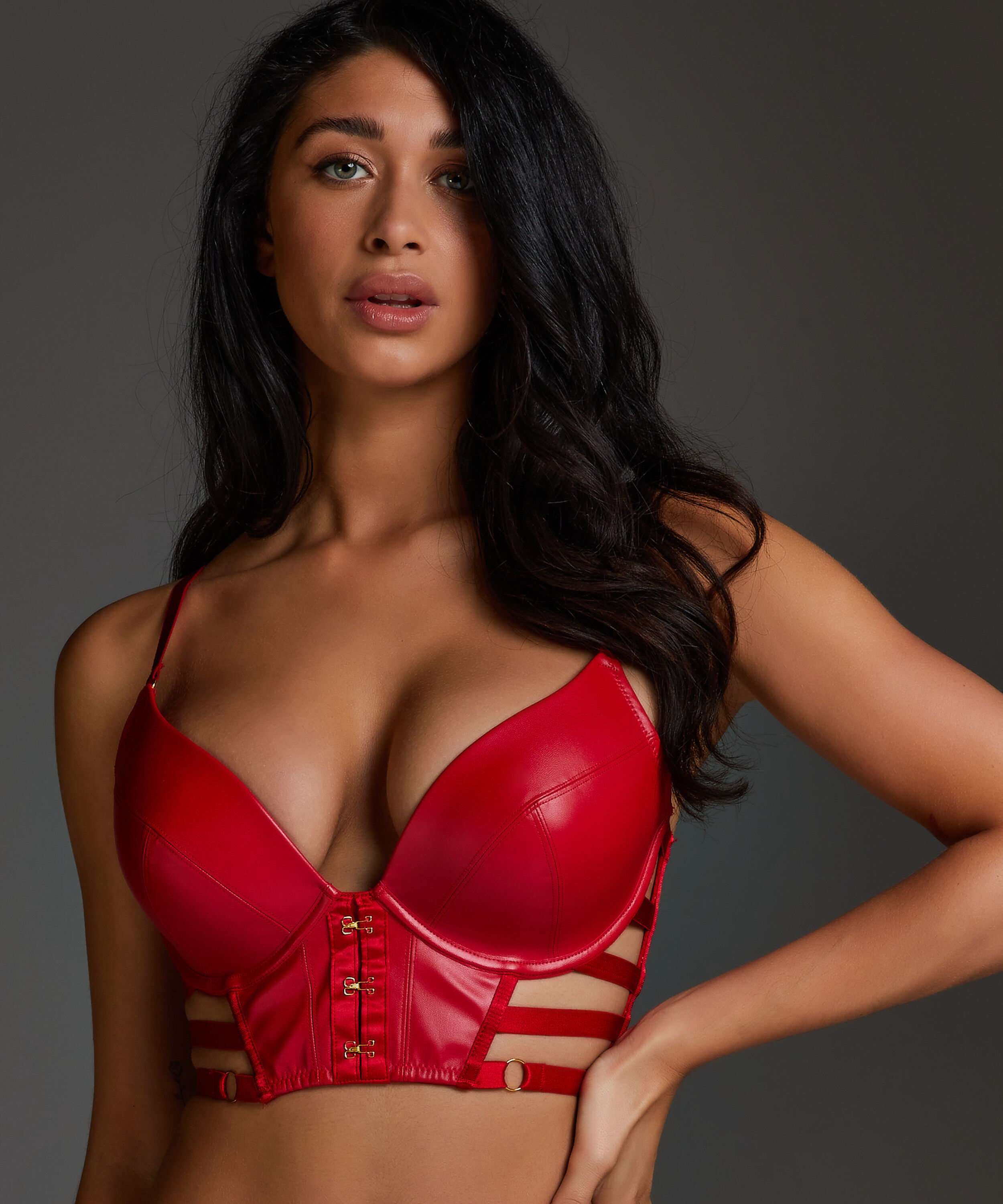 Vicky polstret pushup-BH med spiler, R&oslash;d