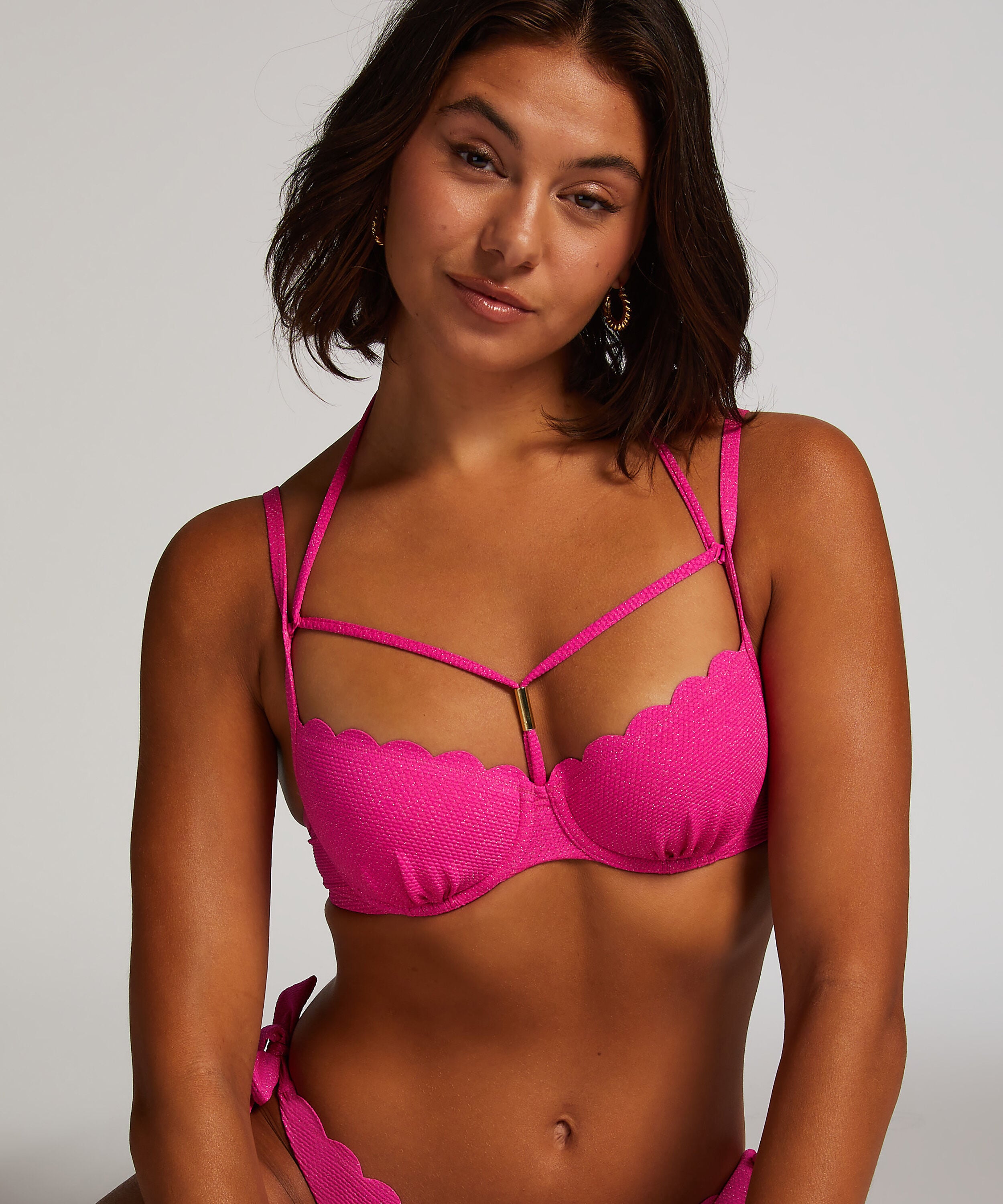 Bikinitopp Scallop Lurex, Rosa