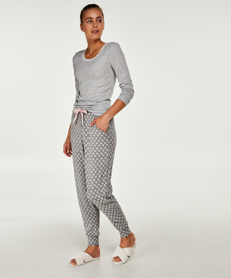 LS ribbestrikket topp med R-hals, Grå