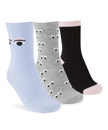 3 pairs of cotton socks, Blå