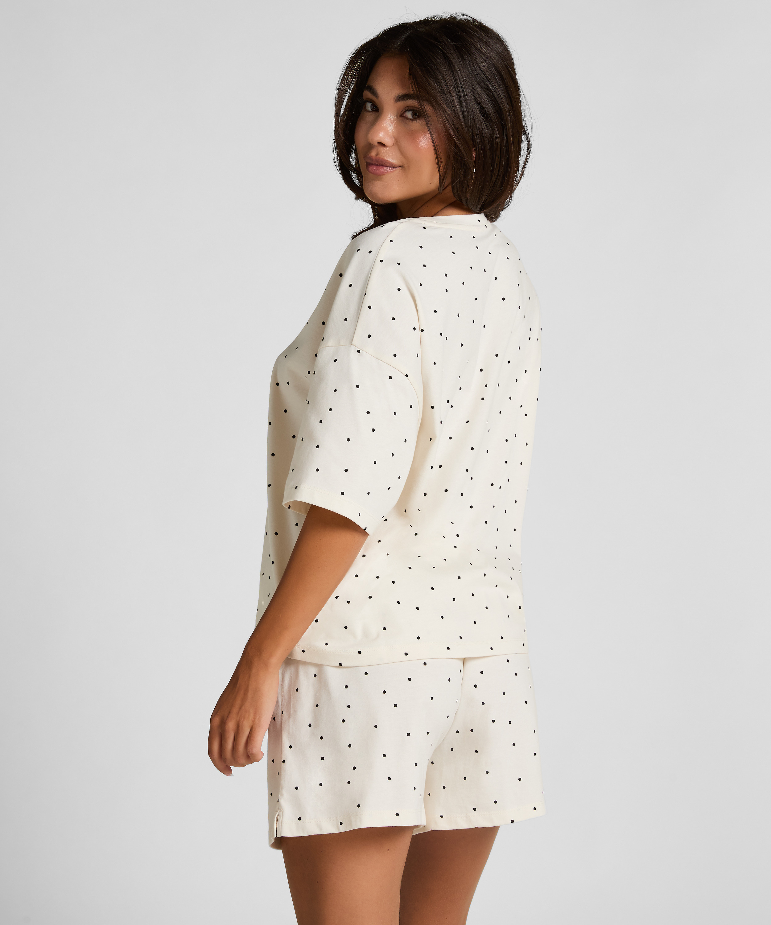 Pyjama Set Cotton Jersey Short, Hvit, main