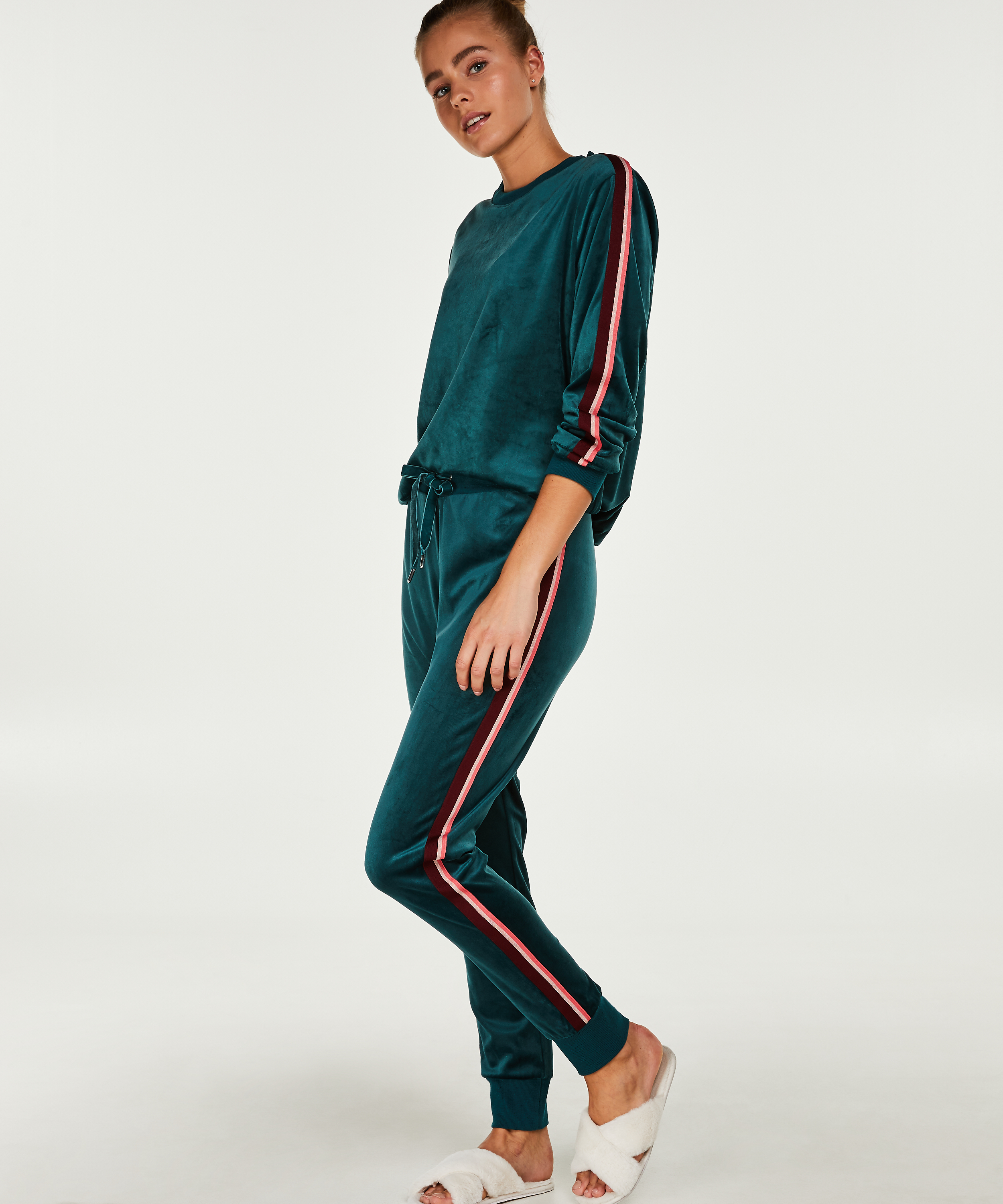 Striped Velvet topp, Grønn, main