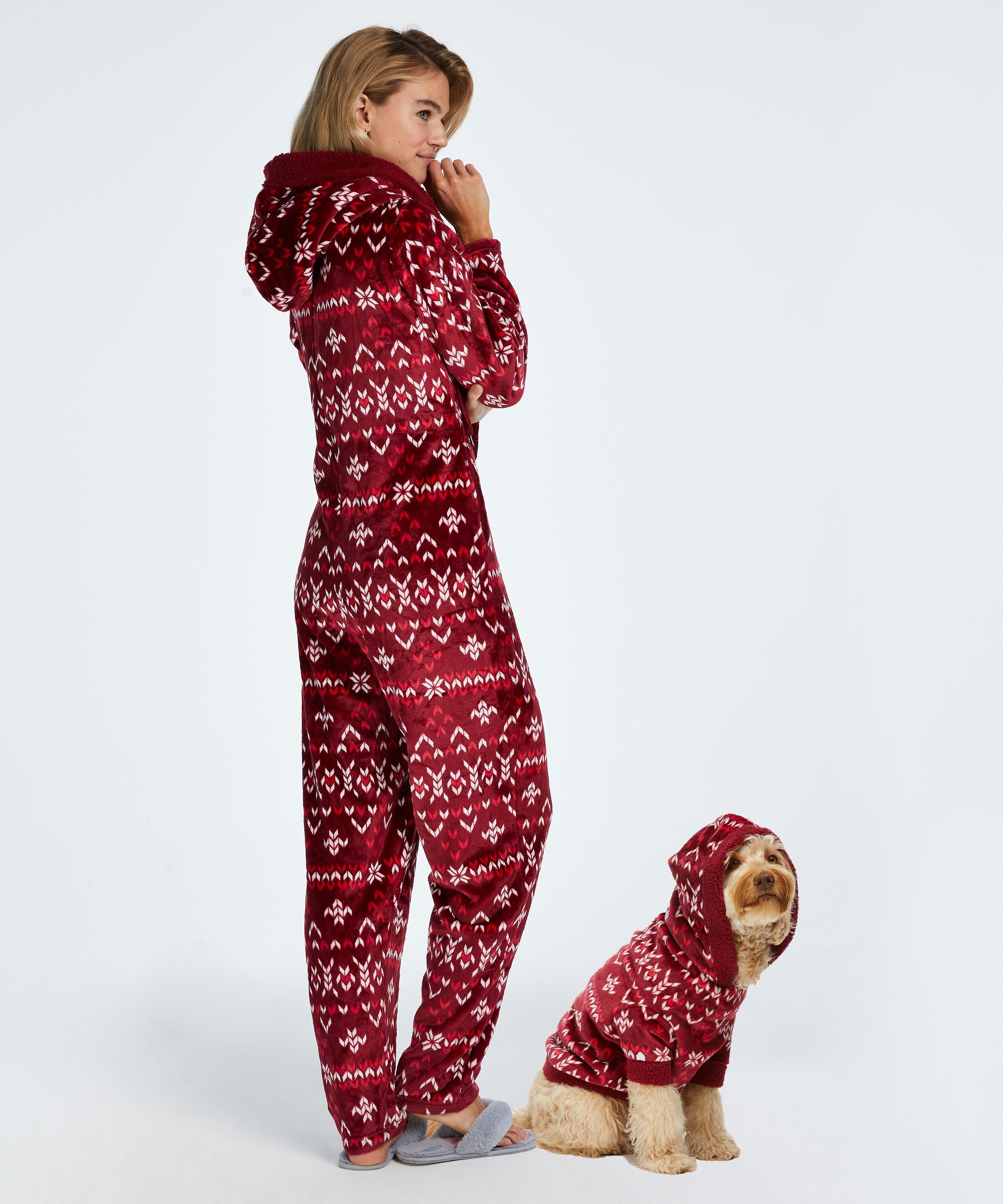 Flannel fleece onesie, R&oslash;d