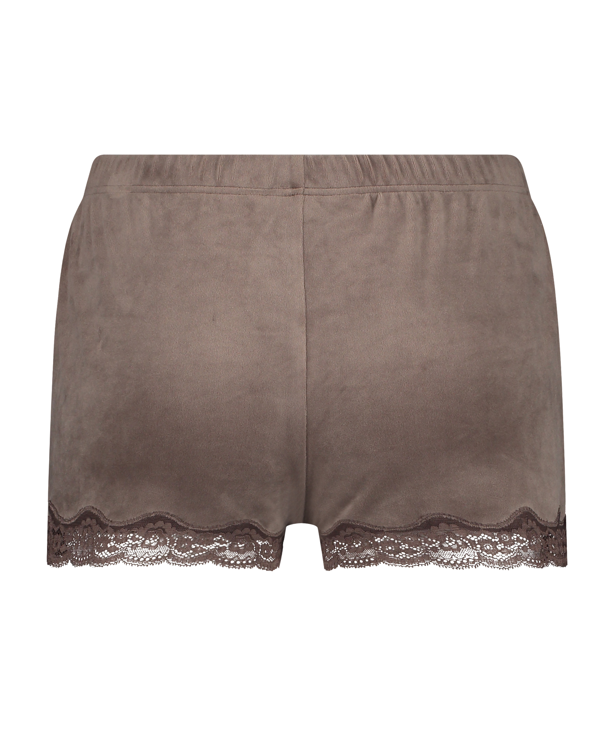 Velvet lace shorts, Brun, main