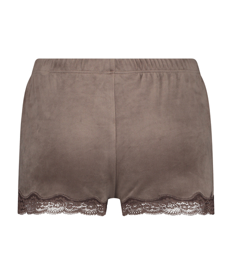 Velvet lace shorts, Brun