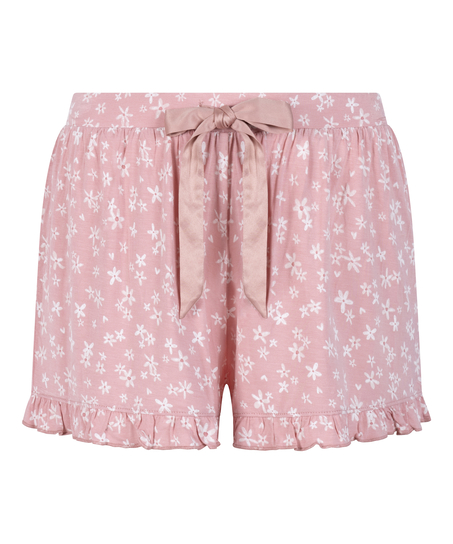 Jersey Ruffled Shorts, Rosa