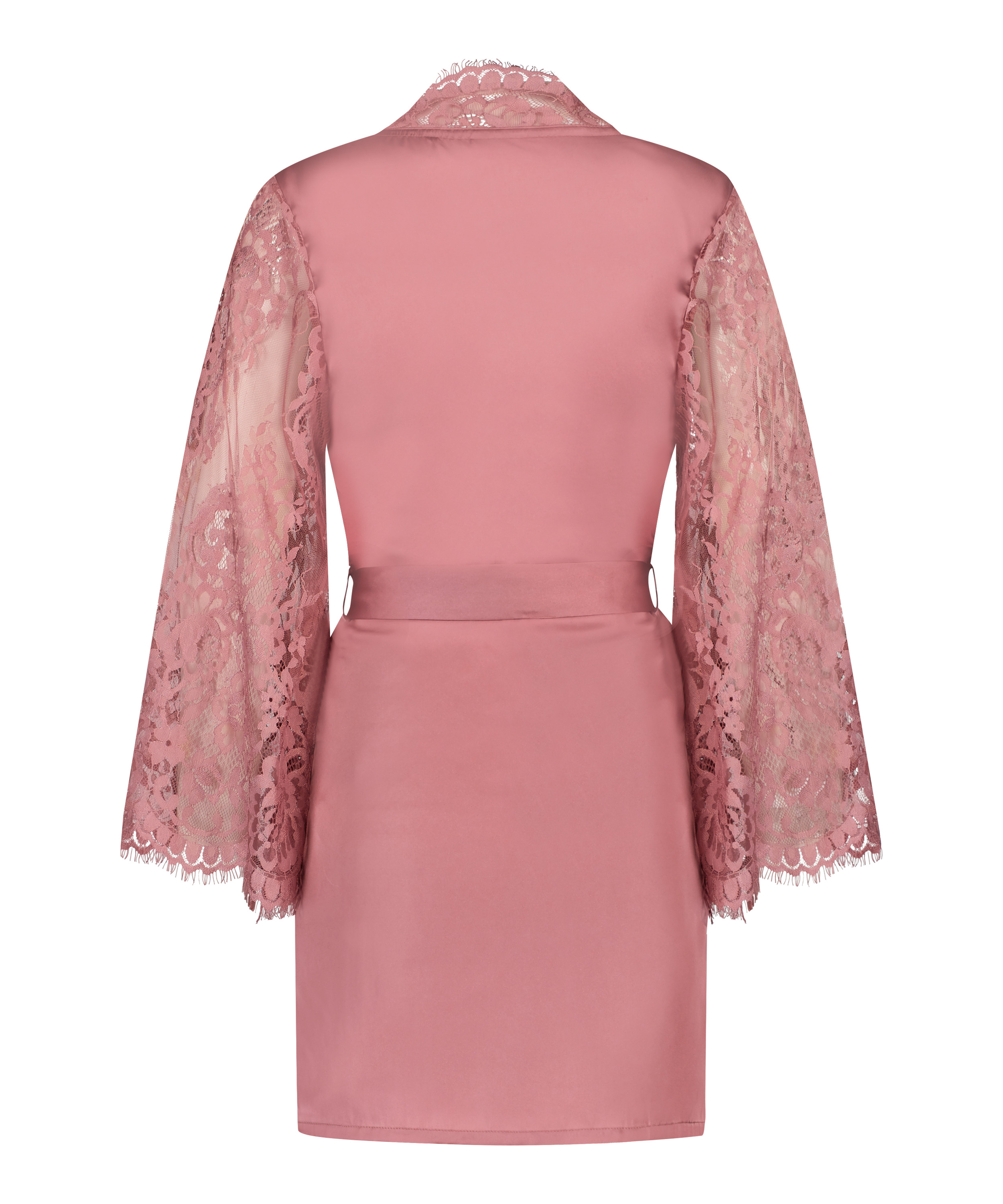 Kimono med heldekkende blonder, Rosa, main