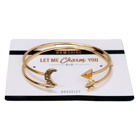 Star & Moon Bracelet Set, Gul