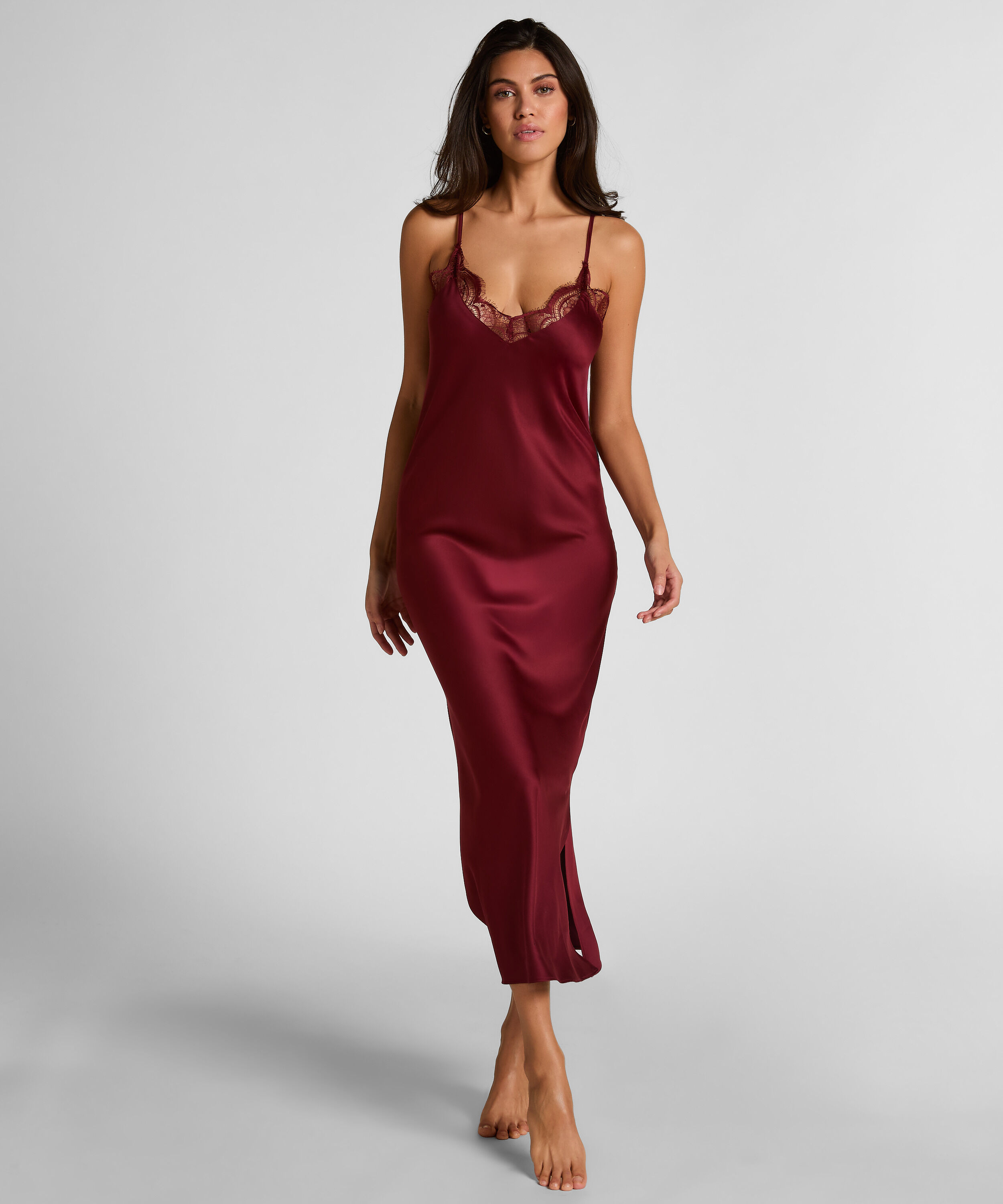 Slipdress Long Satin, Rød