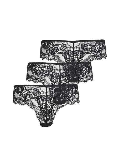 3-pakning brasiliansk truse Chelsea, Svart