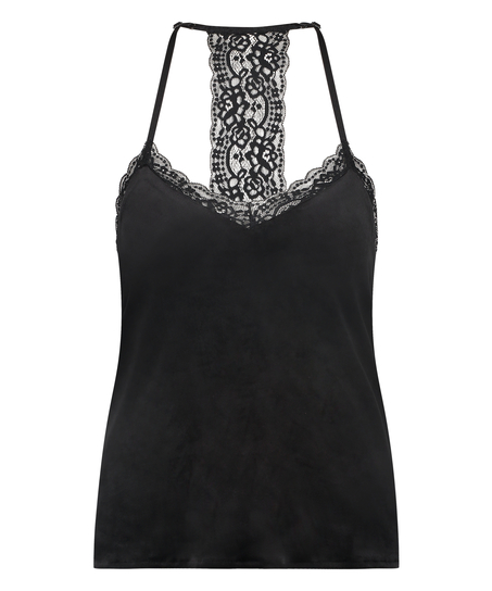 Velvet lace cami, Svart