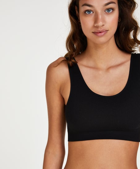 Sømløs bralette, Svart