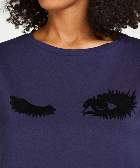 Nattskjorte med rund hals, Bl&aring;