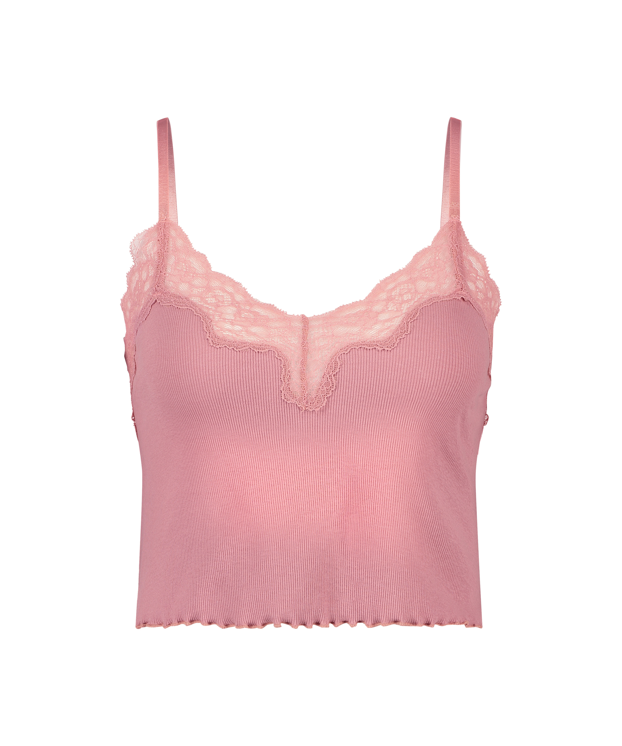 Mia HKM x NA-KD rib lace cami, Rosa, main