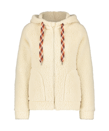 Fleece cardigan, Beige