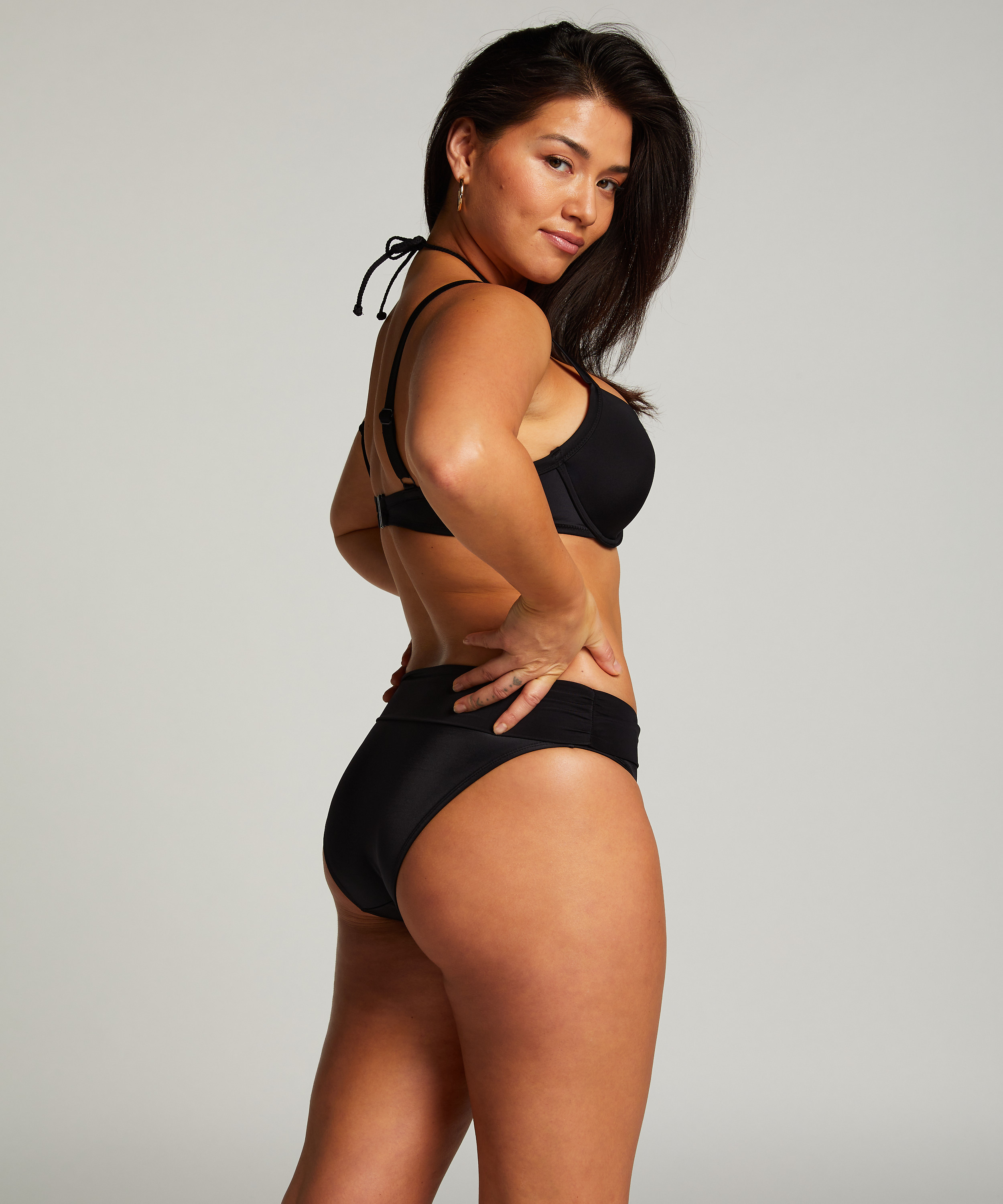 Luxe polstret bikinitopp med spiler, Svart, main