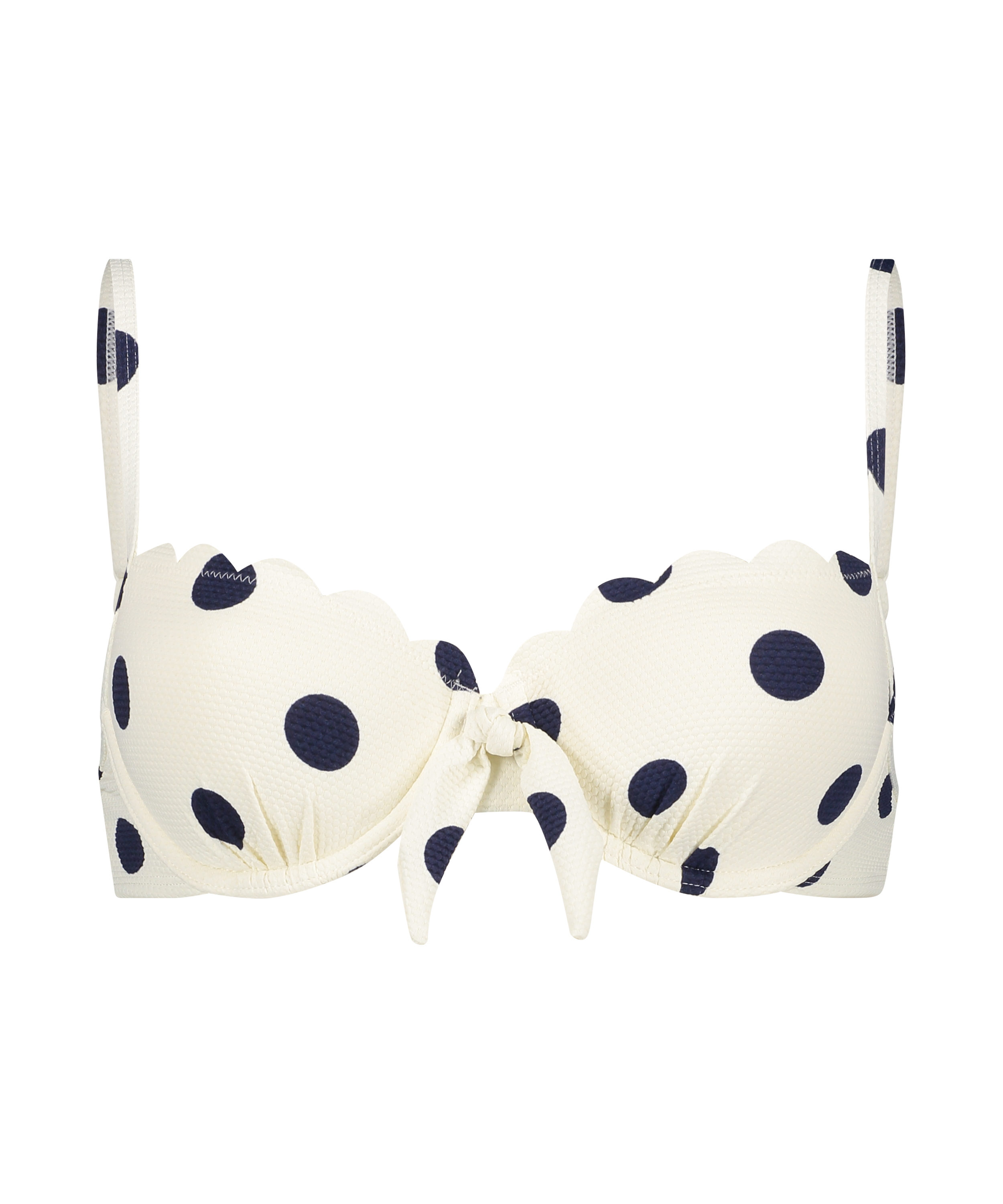 Scallop Dot polstret bikinitopp med spiler, Hvit, main