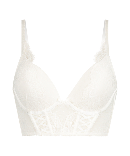 Jolie Polstret Longline push-up-BH med underspiler, Hvit