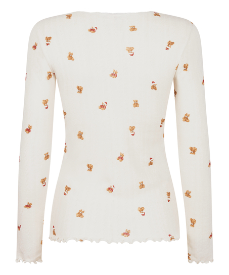 Pysjamatopp Pointelle, Hvit