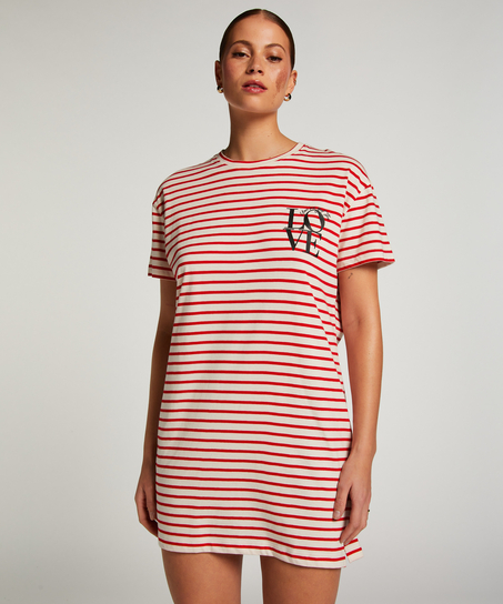 Nattskjorte med rund hals, Rød