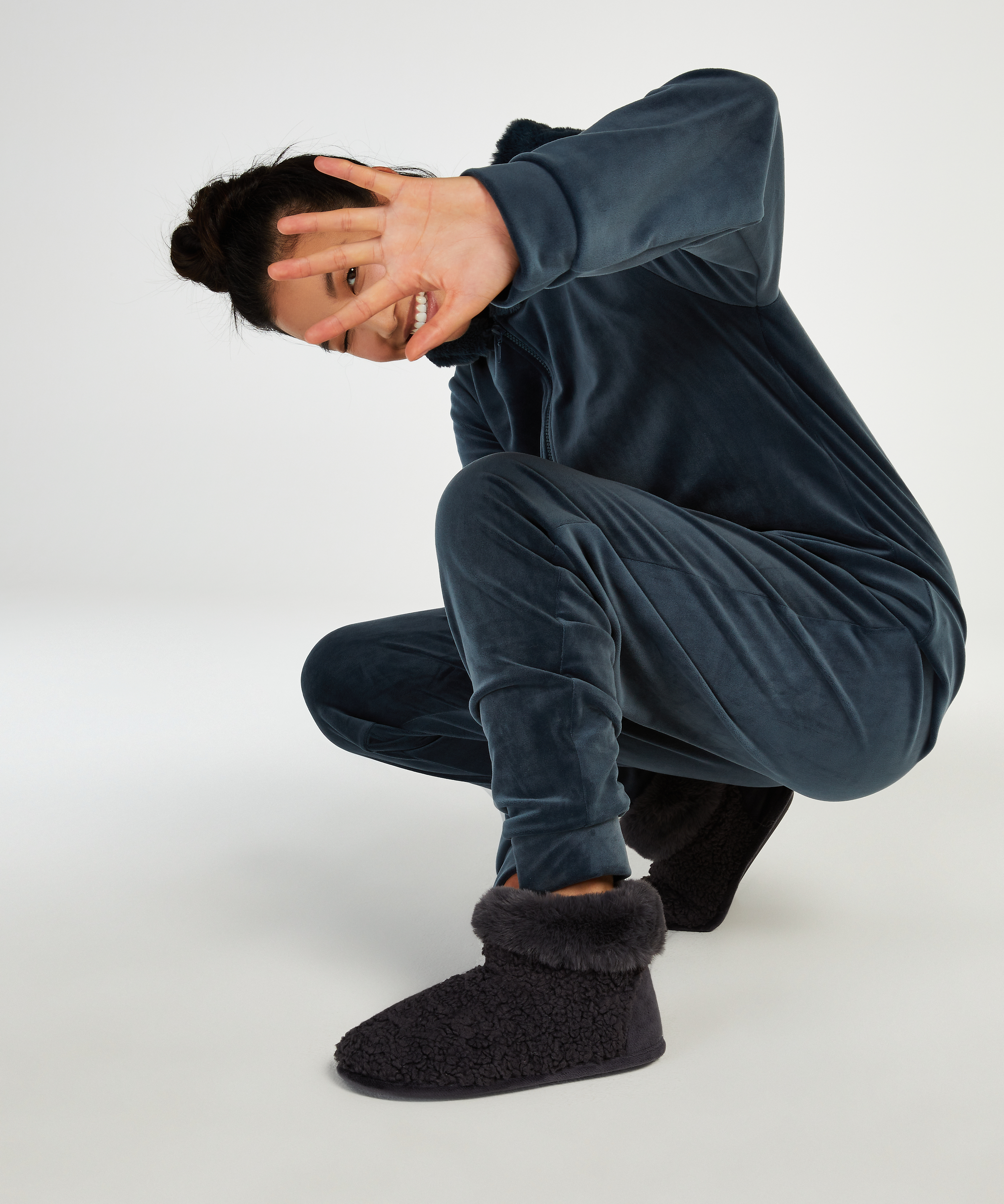 Teddy tøfler, Grå, main