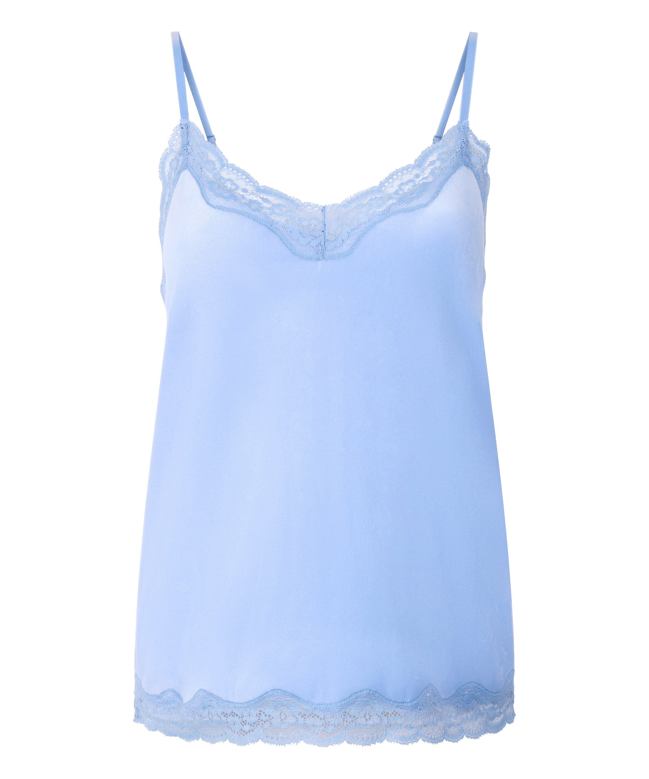 Cami-topp Velours Lace, Bl&aring;, main