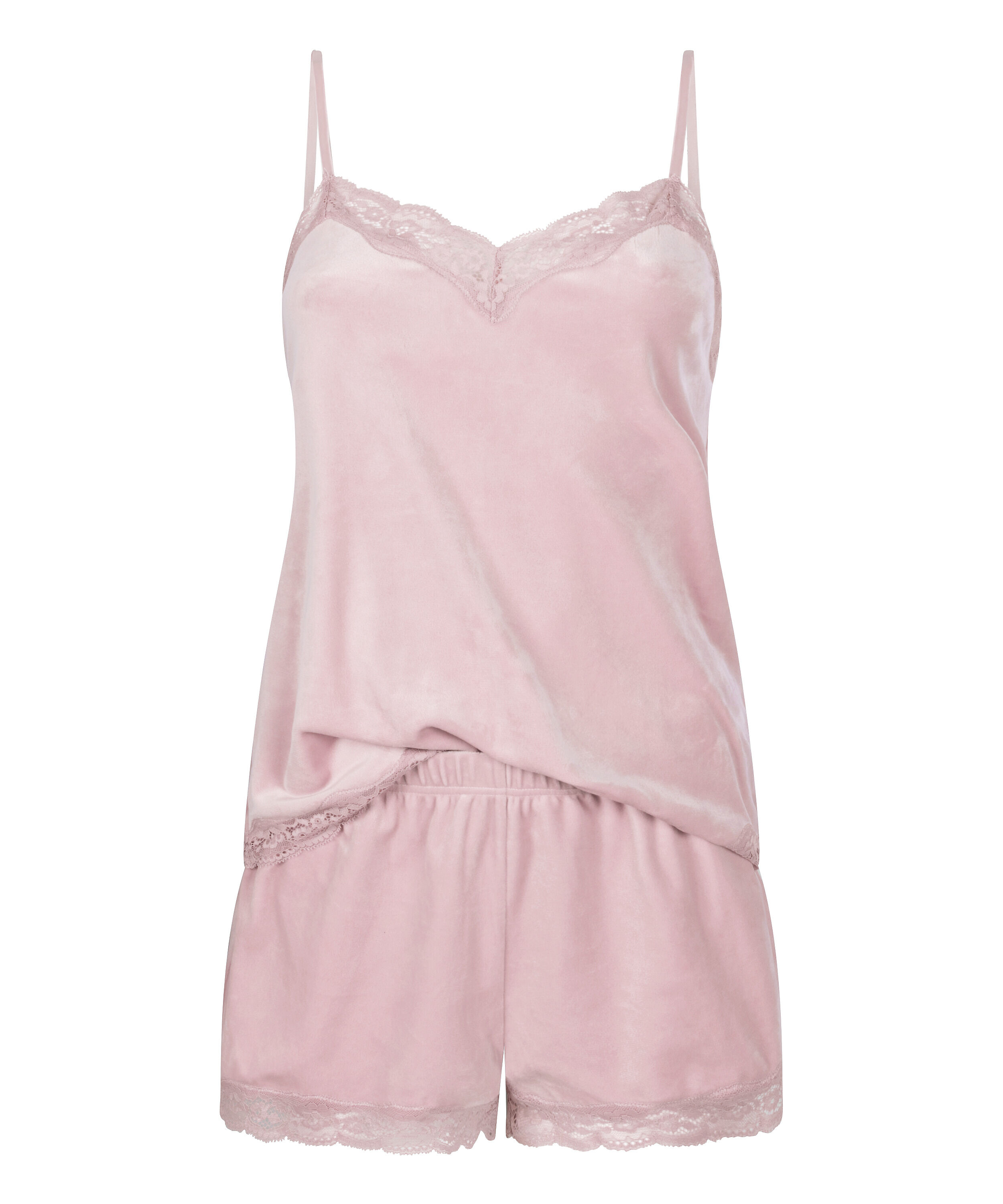 Cami-topp Velours Lace, Rosa