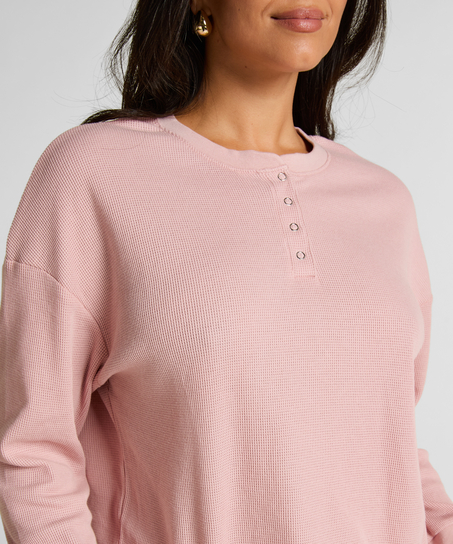Topp Waffle Henley, Rosa