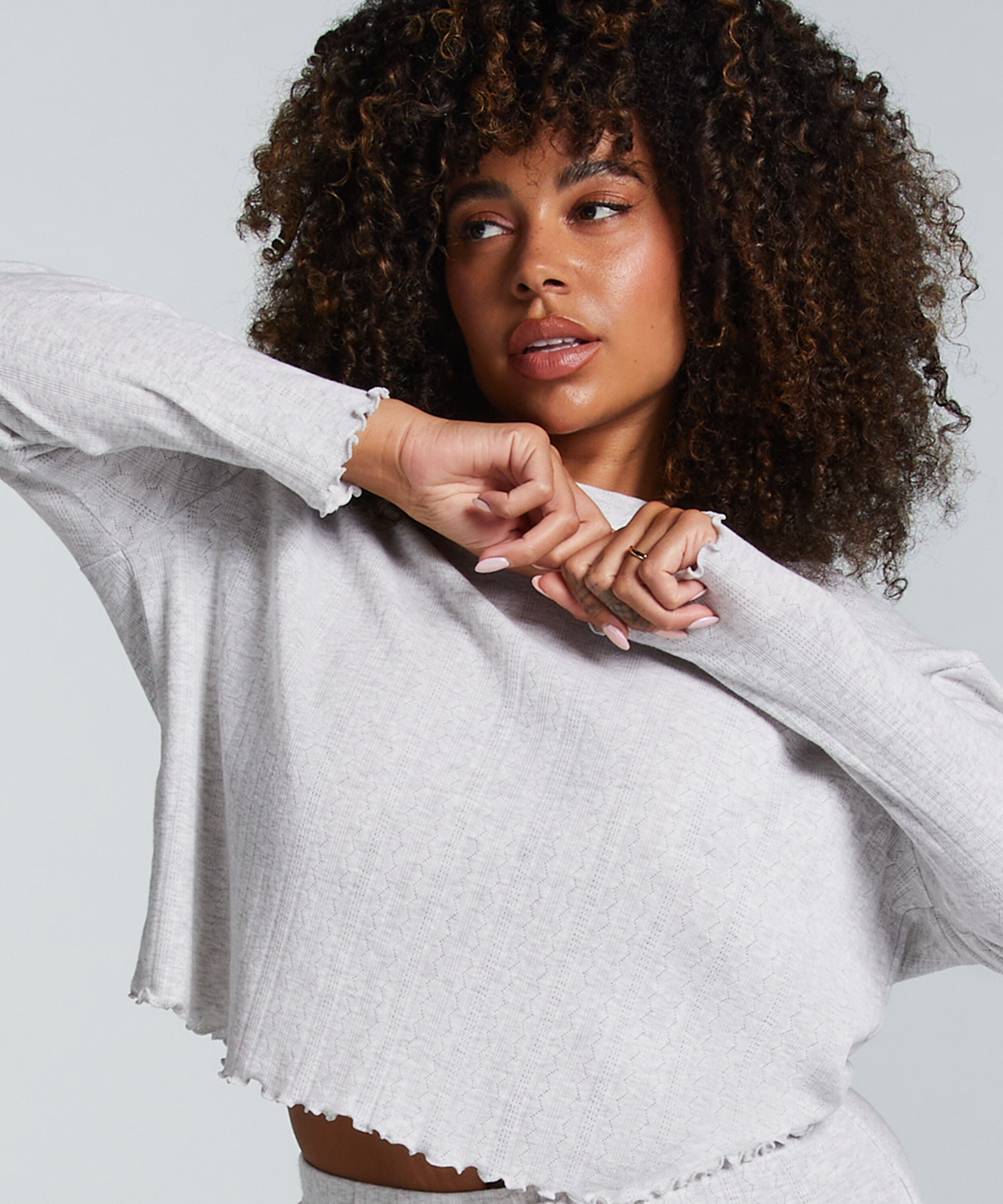 Pyjamas Topp Pointelle, Beige