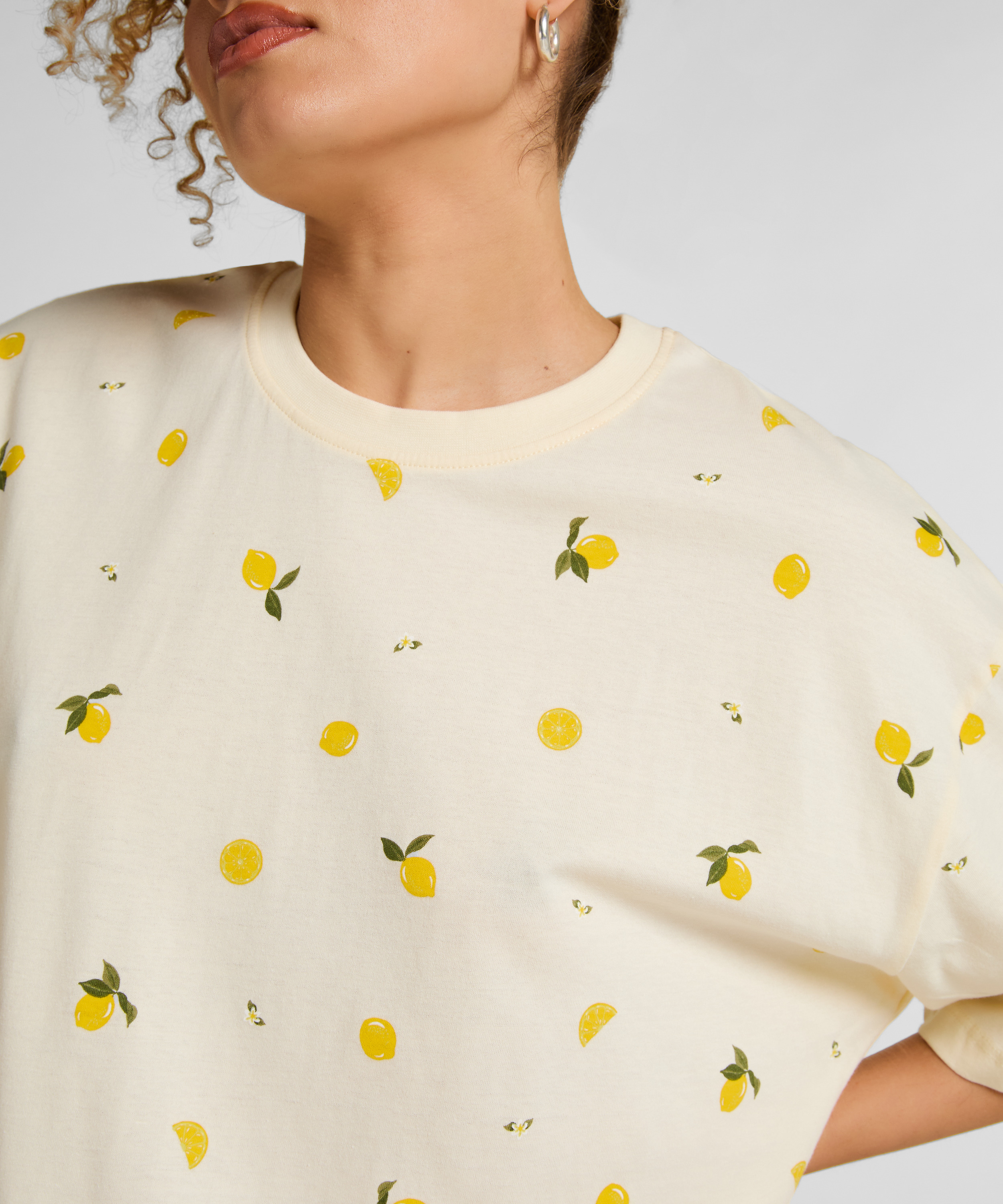 Nattskjorte med rund hals, Hvit, main