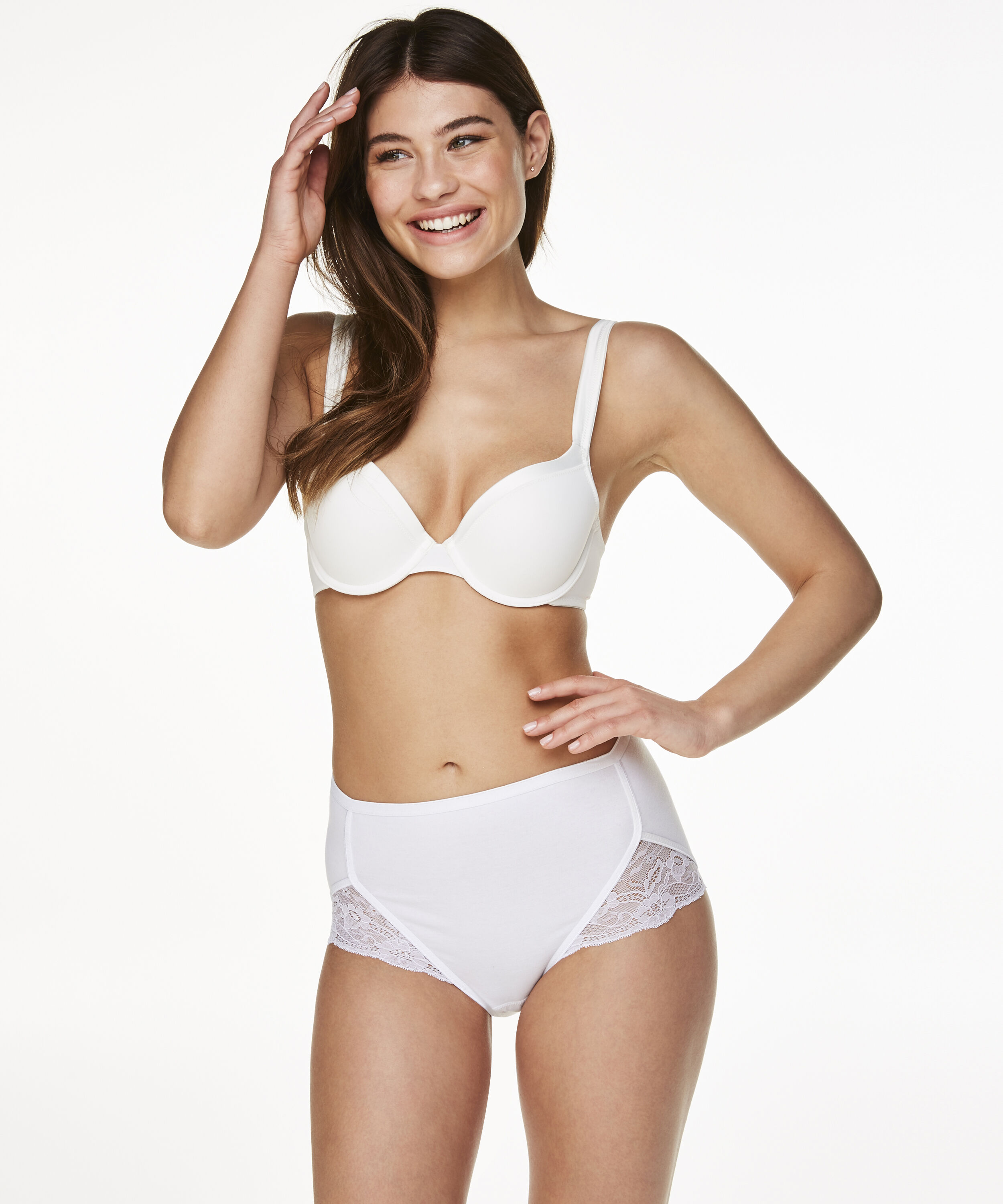 Lace Maxi supersliptruse i bomull, Hvit