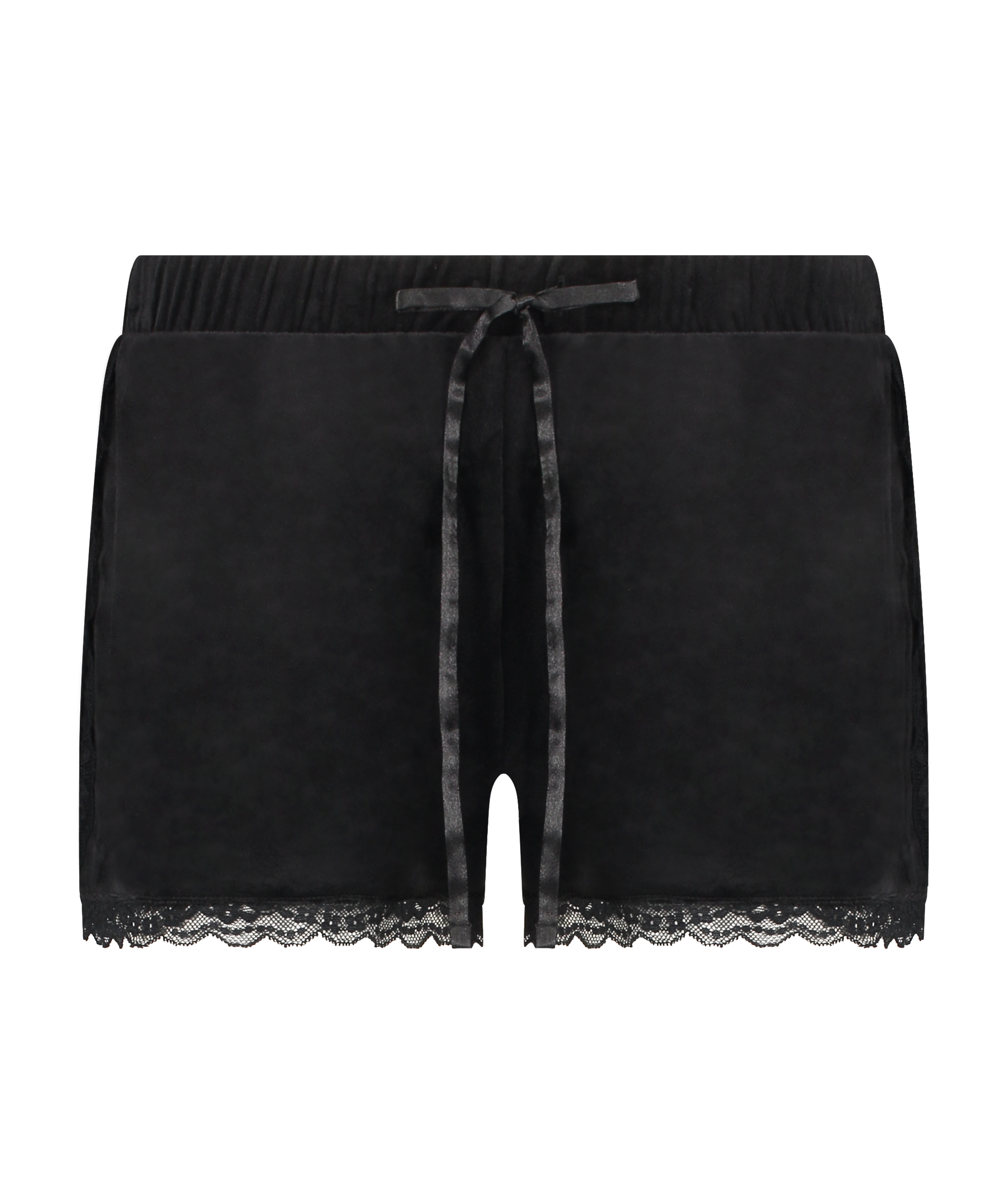 Velvet lace shorts, Svart, main