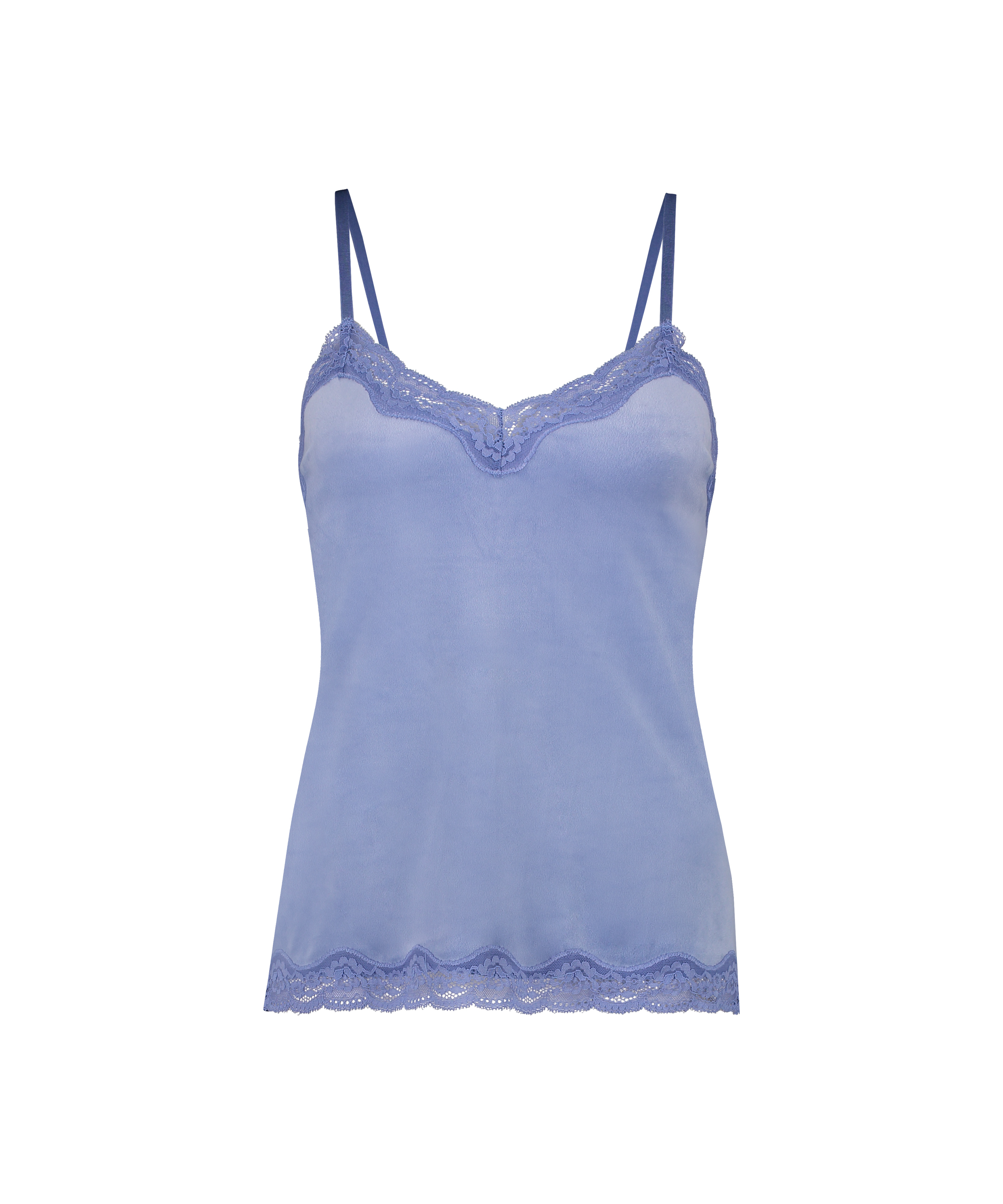 Cami-topp Velours Lace, Bl&aring;, main