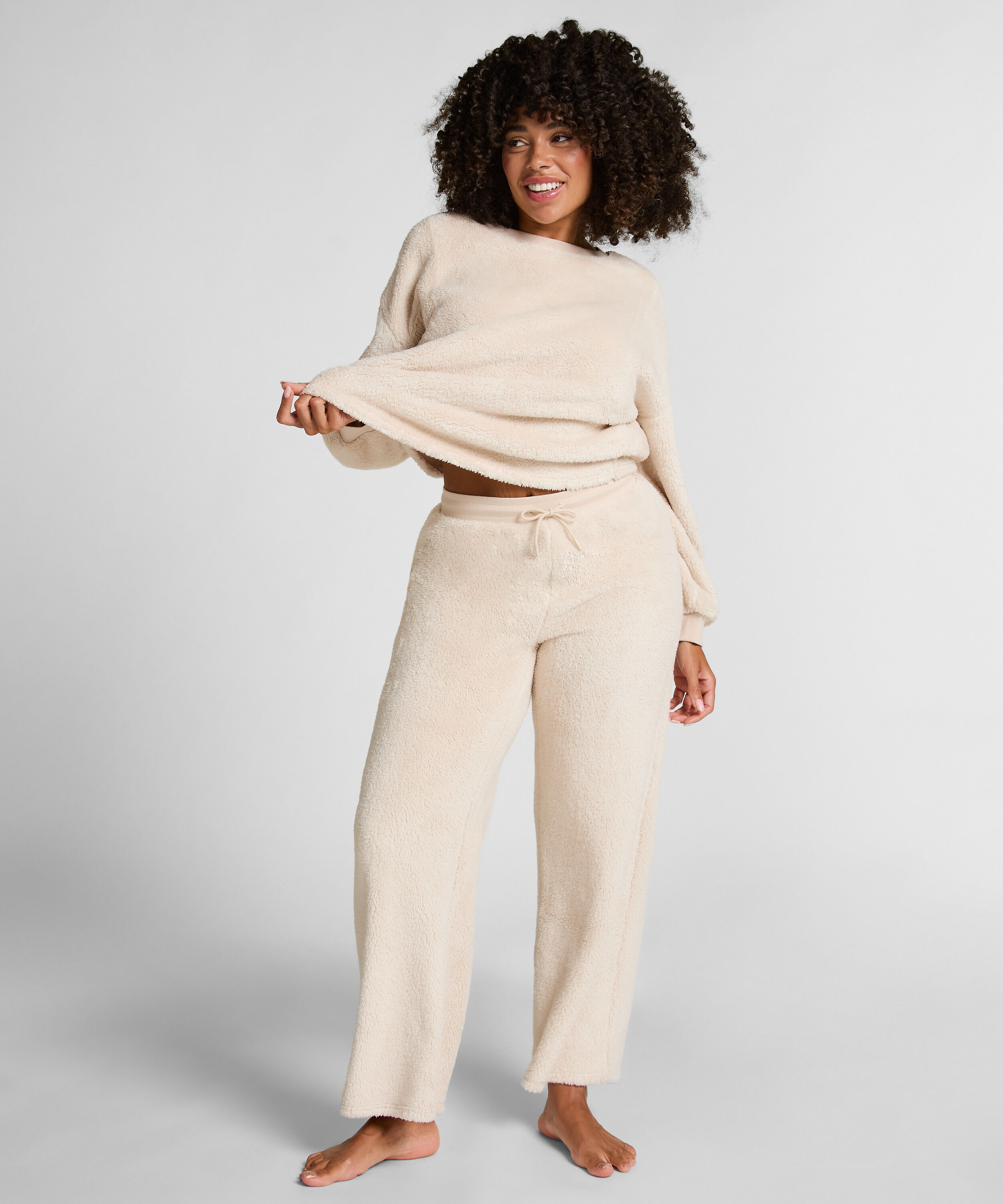 Bukse Fluffy Fleece, Beige