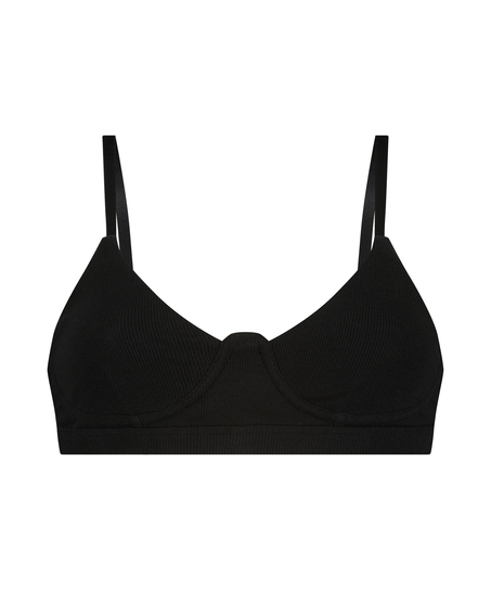 Bralette Rib Baddie, Svart