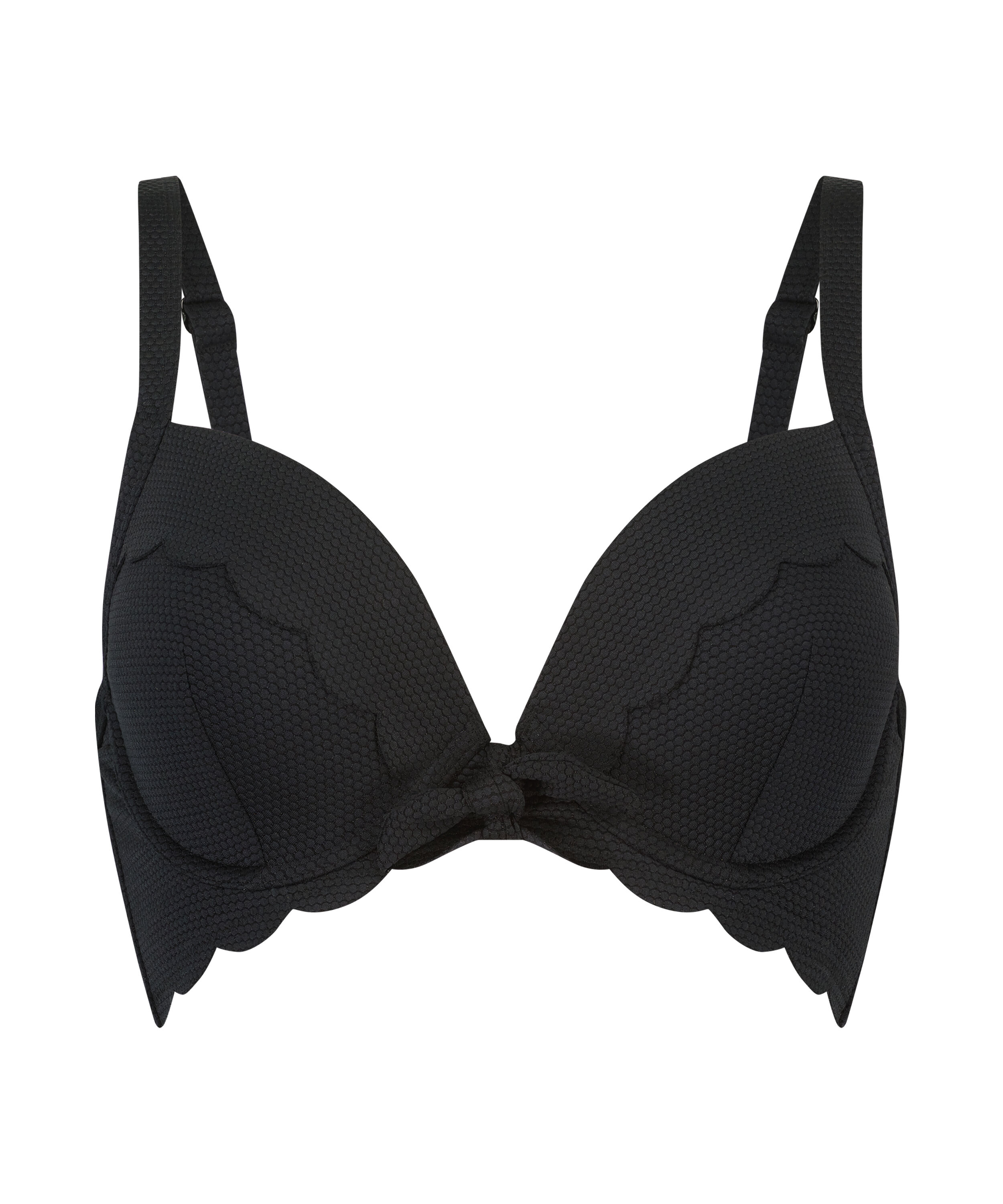 Scallop Polstret bikinitopp med underspiler, Svart