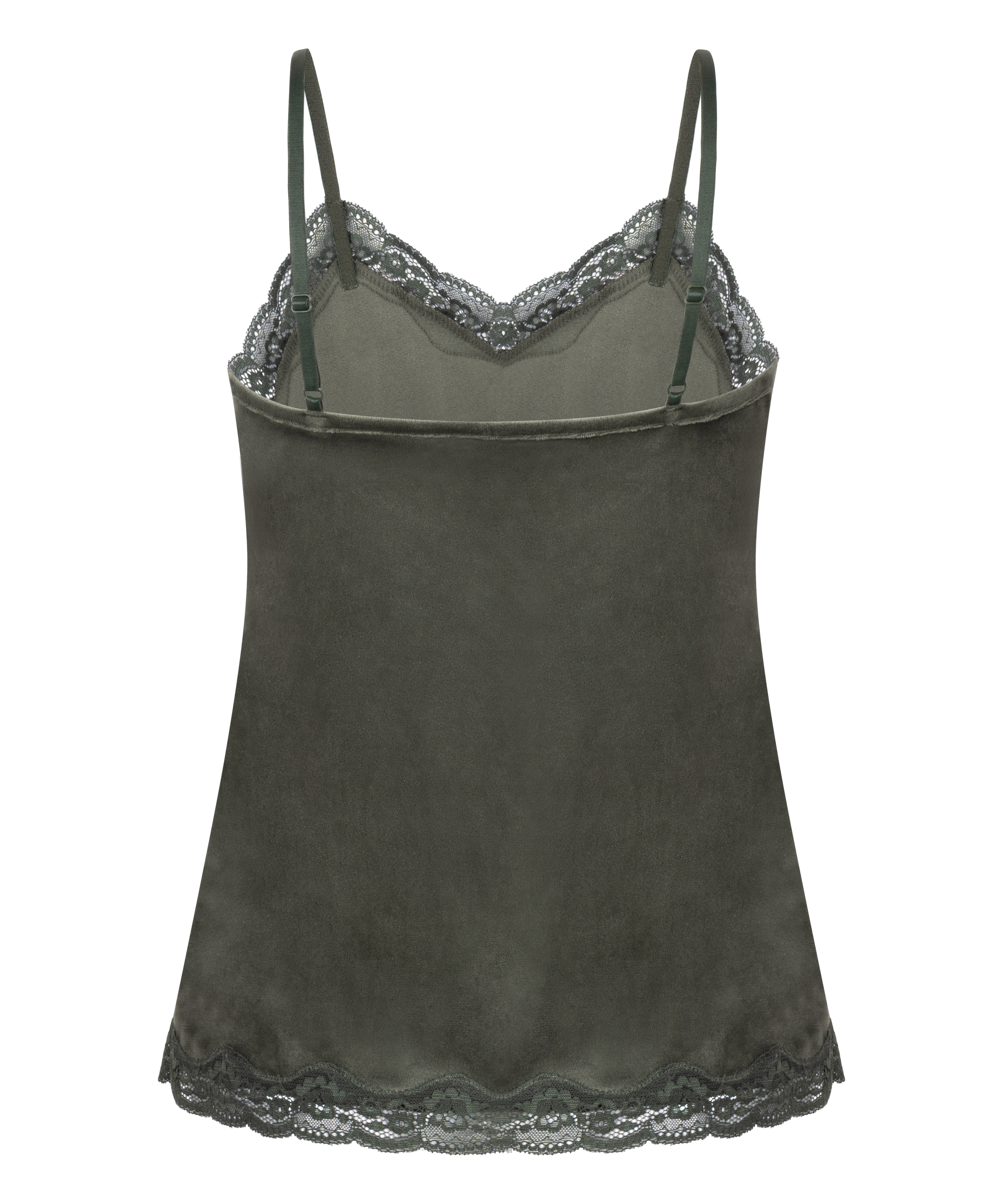 Cami-topp Velours Lace, Grønn, main