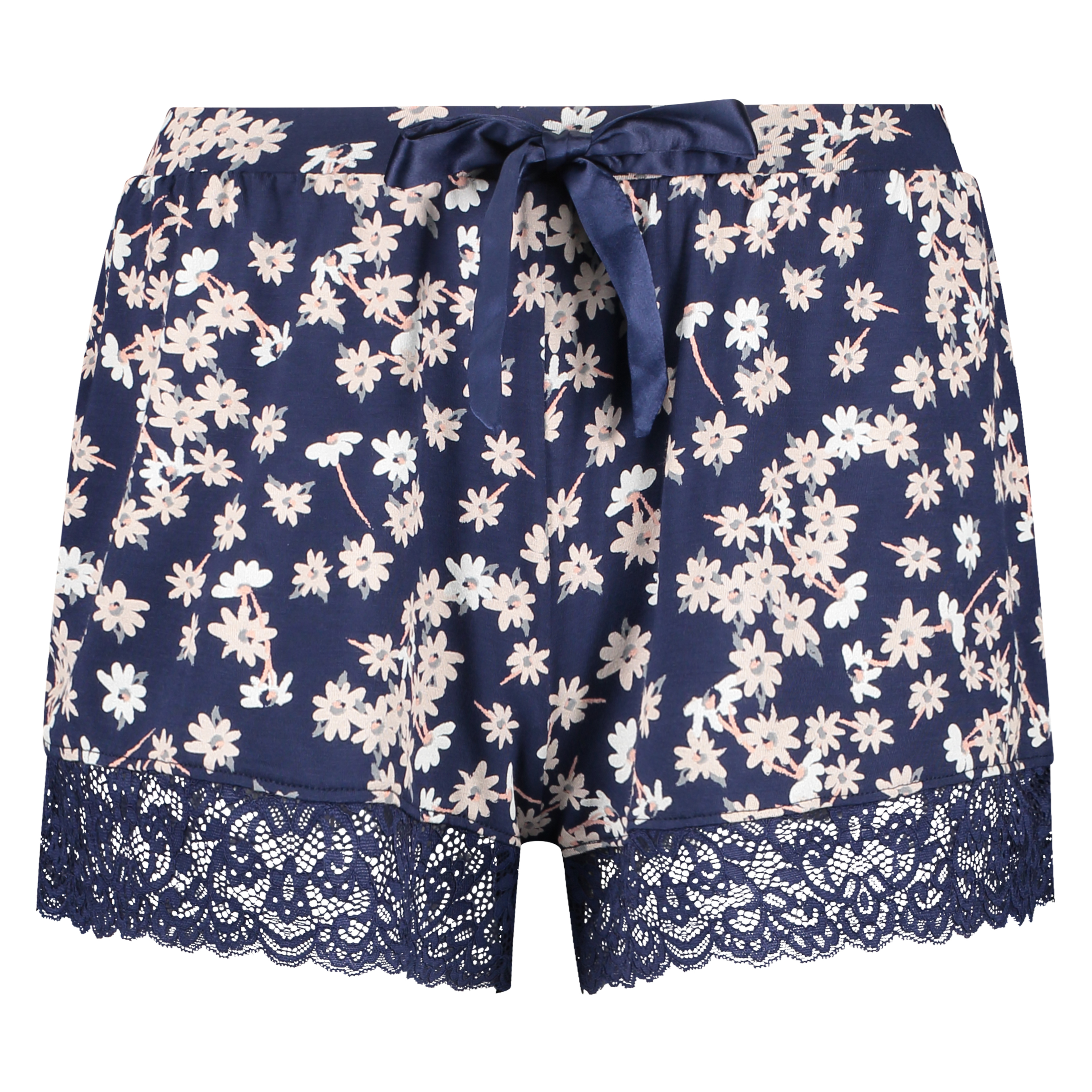 Pysjamashorts Jersey Lace, Bl&aring;, main