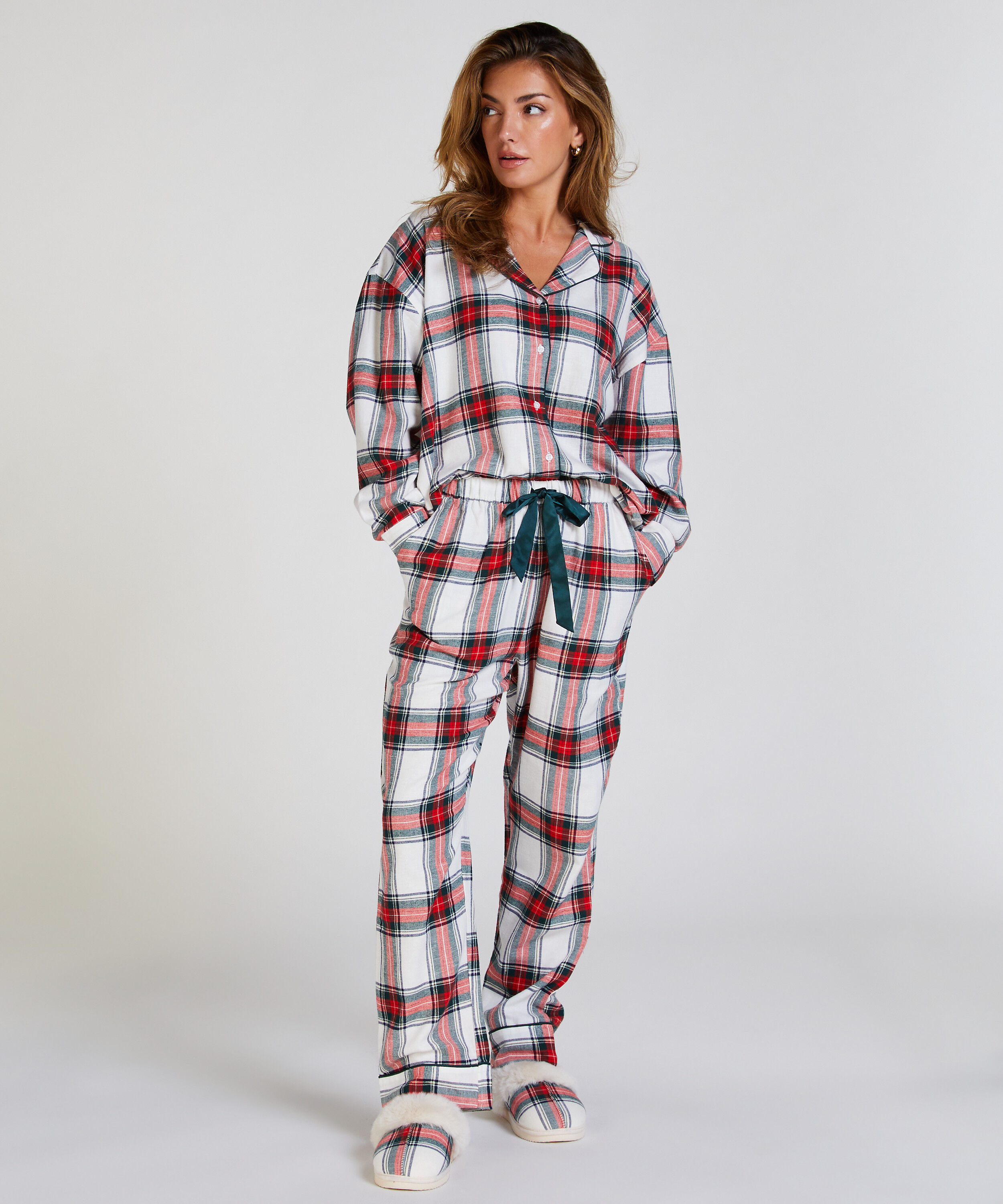 Flannel pysjamasbukse, Hvit