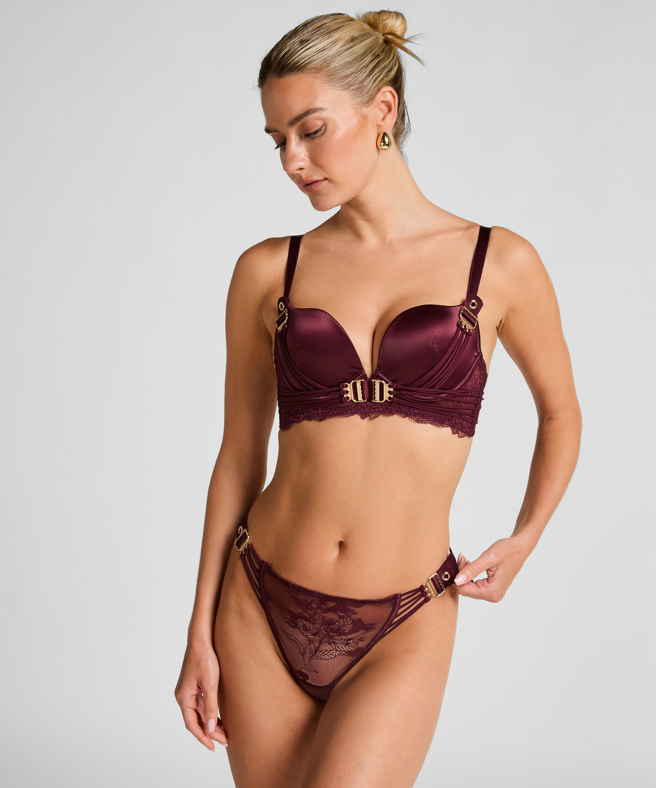 Vatterte longline push-up b&oslash;yle-bh Avela, R&oslash;d, main