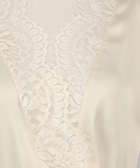 Kimono med heldekkende blonder, Hvit