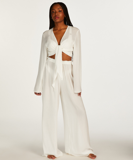 Knot langermet topp, Hvit