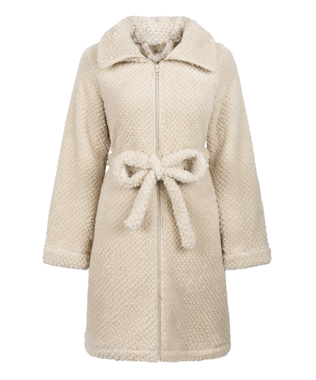 Fleecejakke med glidel&aring;s, Hvit