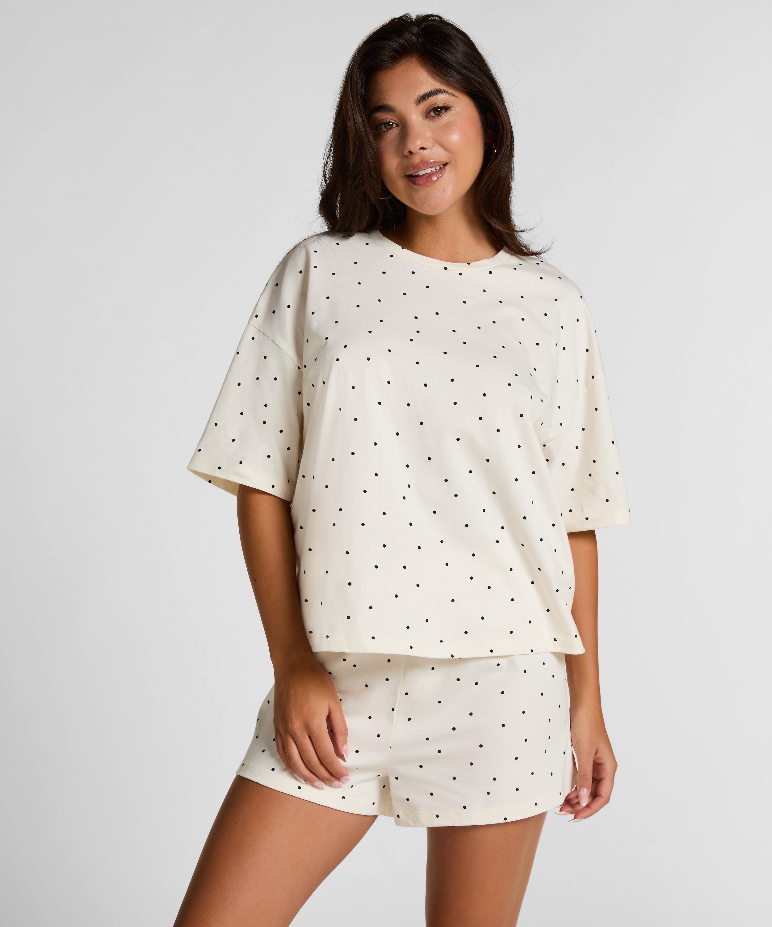 Pyjama Set Cotton Jersey Short, Hvit, main
