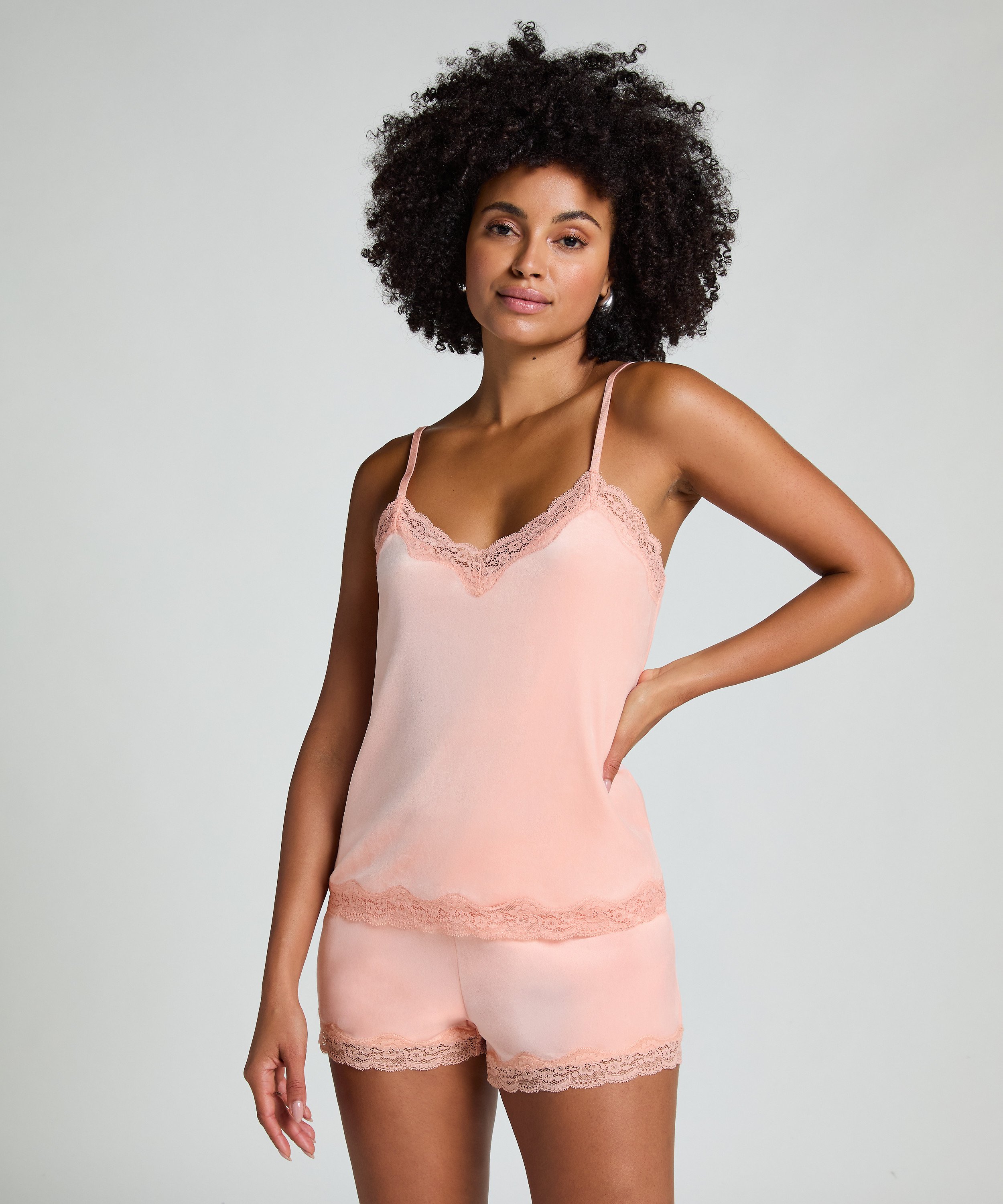 Cami-topp Velours Lace, Rosa, main